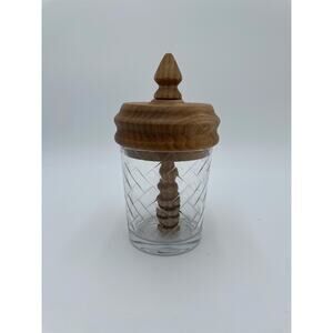 Honey Dipper Jar - Sassafras Wood Upcycled Decorative Glass